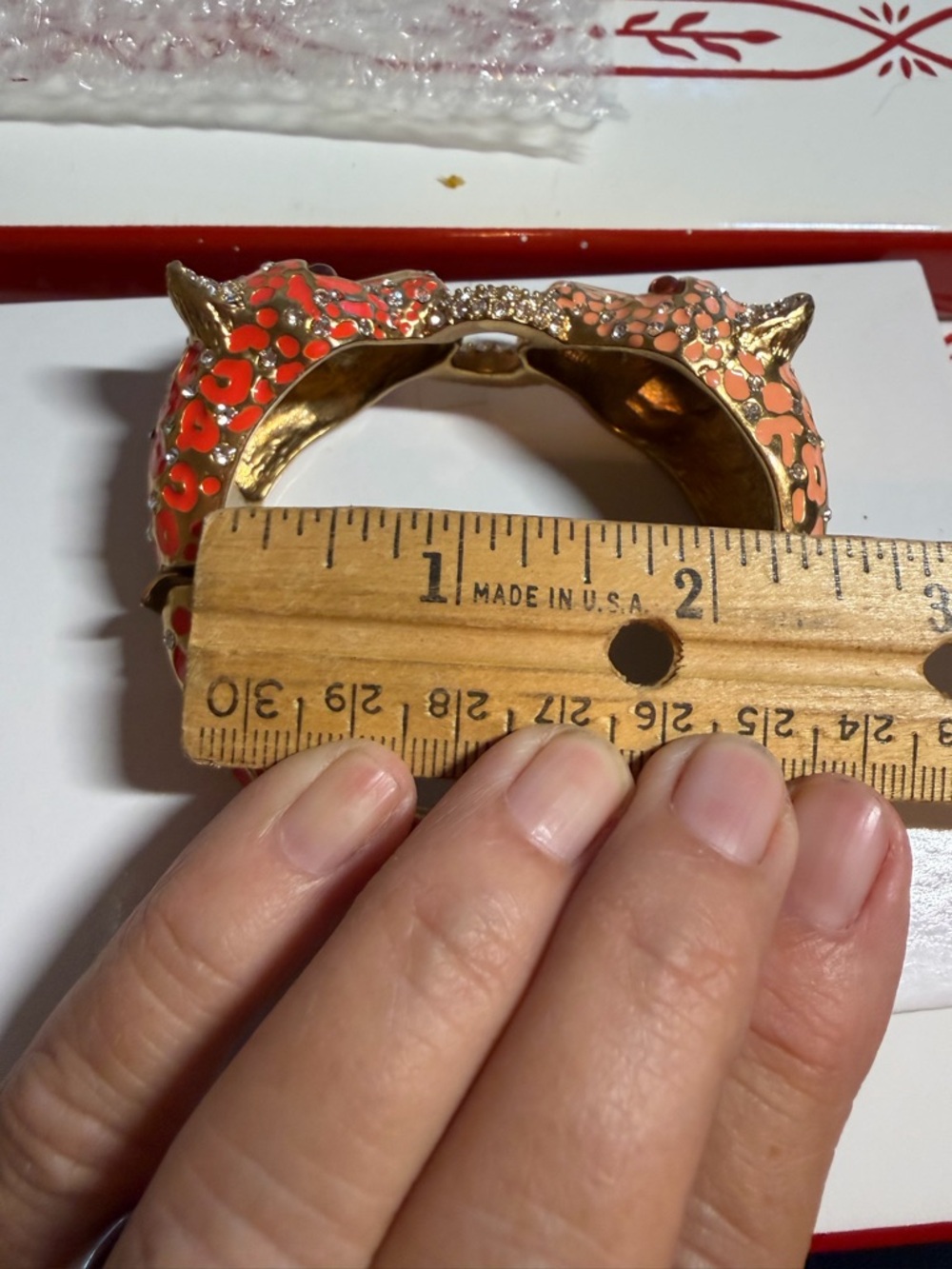 J. Crew Gold-Tone Double Leopard Bracelet with Orange Enamel and Crystal Accents - Picture 8 of 8